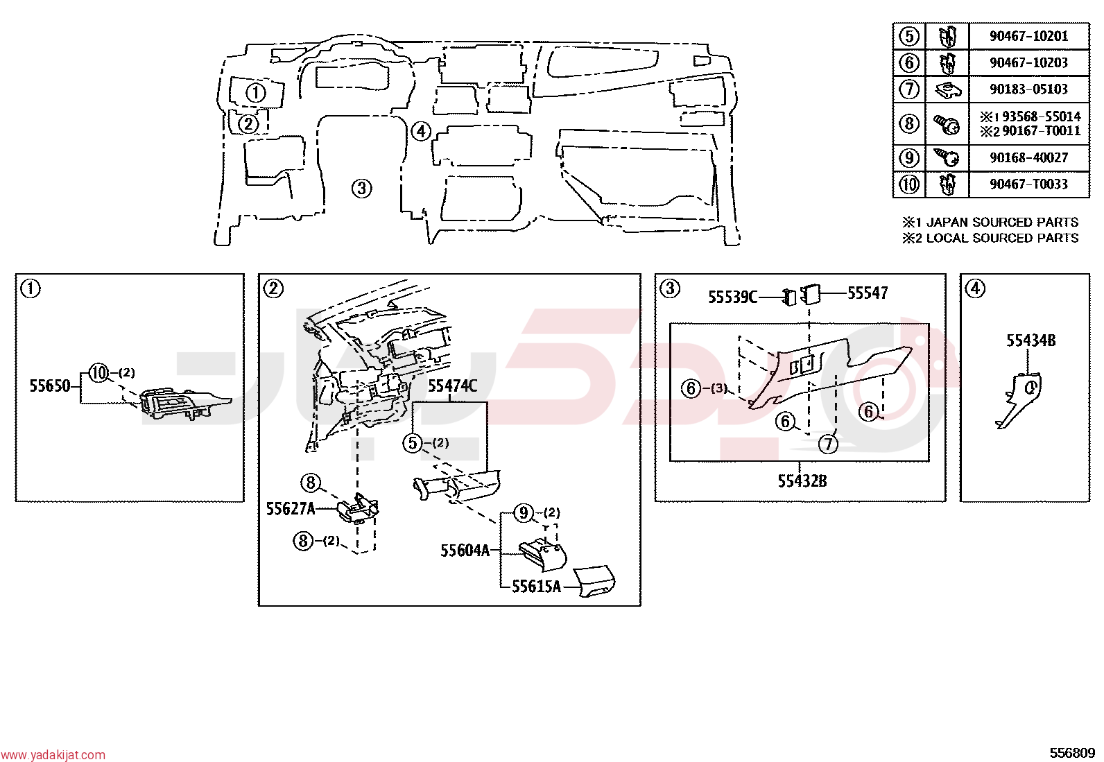 REGISTER ASSY, INSTRUMENT PANEL, NO.1 | 556500D290C0